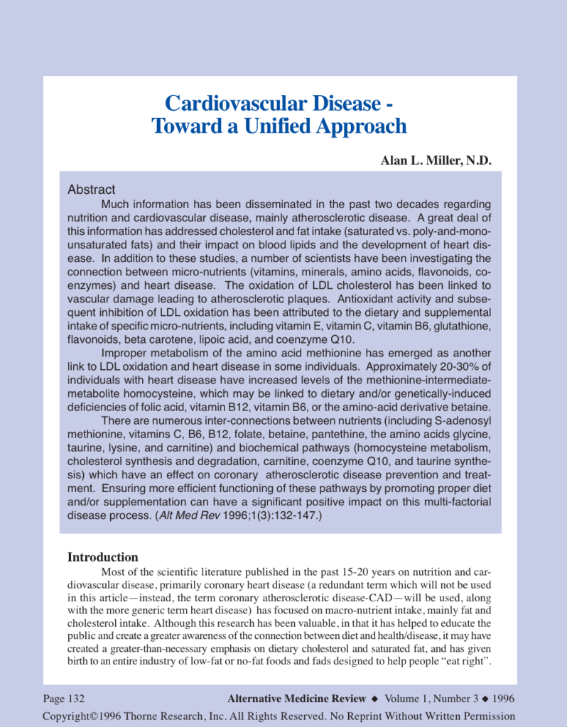 Cardiovascular Disease Toward a Unified Approach