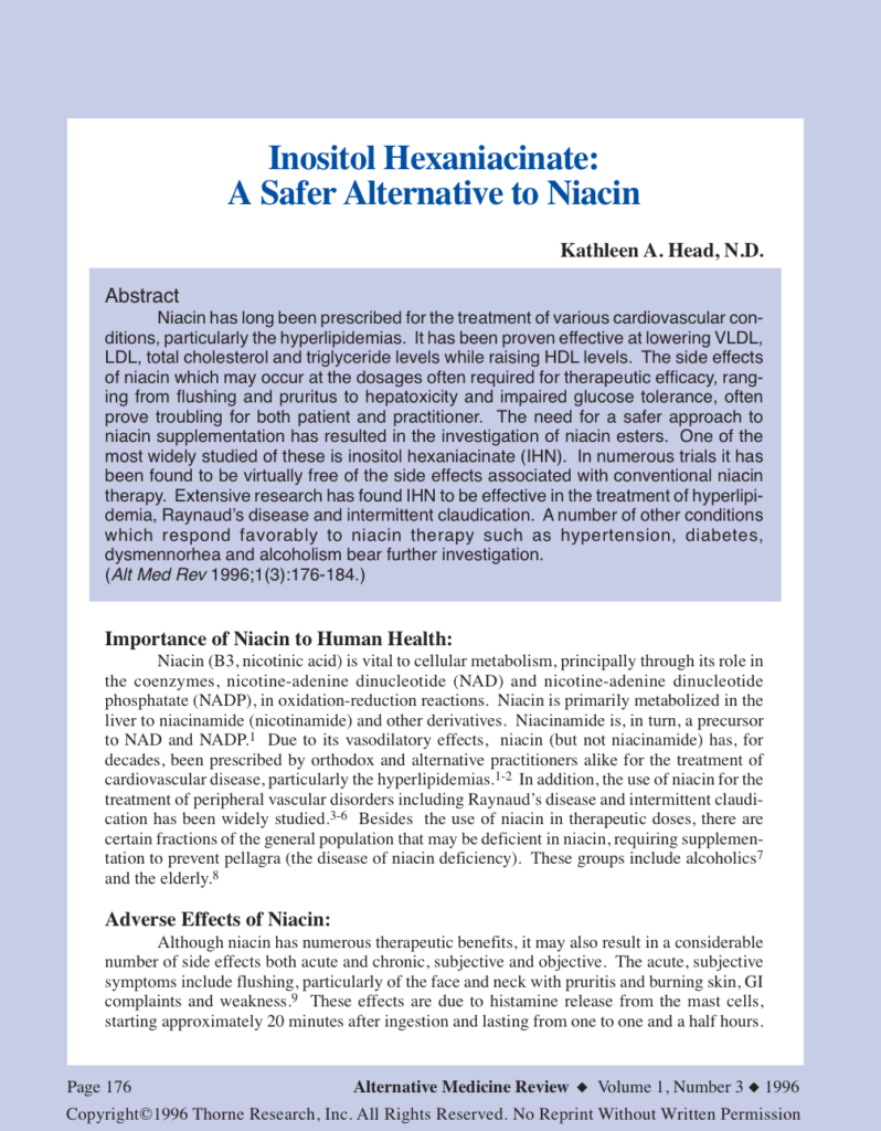 Inositol Hexaniacinate: A Safer Alternative to Niacin