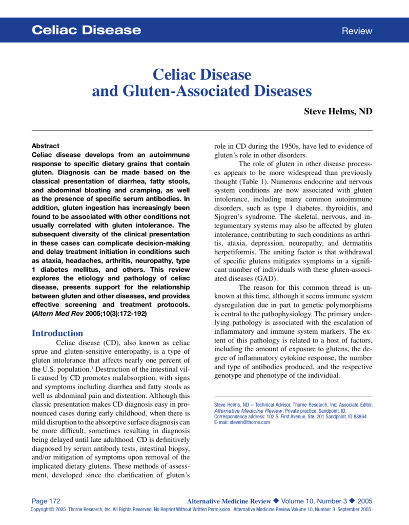 Celiac Disease and Gluten-Associated Diseases