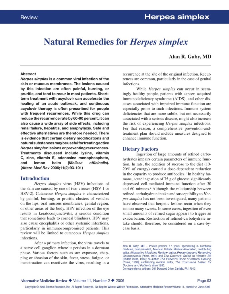 Natural Remedies for Herpes simplex