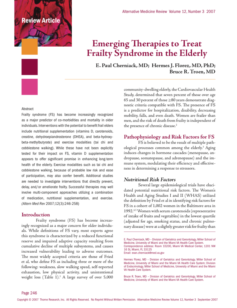 Emerging Therapies to Treat Frailty Syndrome in the Elderly