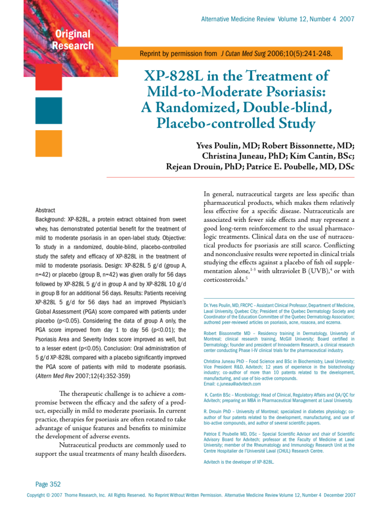 XP-828L in the Treatment of Mild-to-Moderate Psoriasis: A Randomized, Double-blind, Placebo-controlled Study