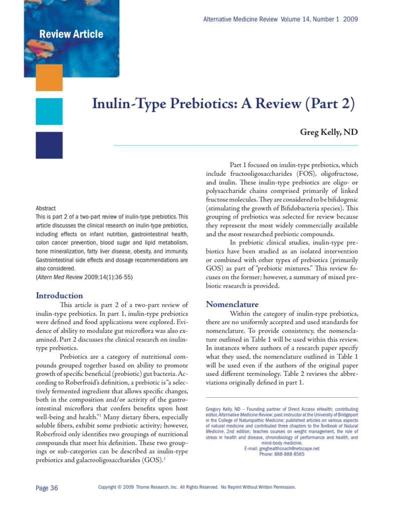 Inulin-Type Prebiotics: A Review (Part 2)