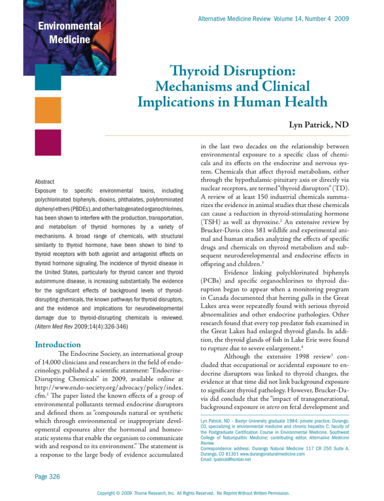 Thyroid Disruption: Mechanisms and Clinical Implications in Human Health