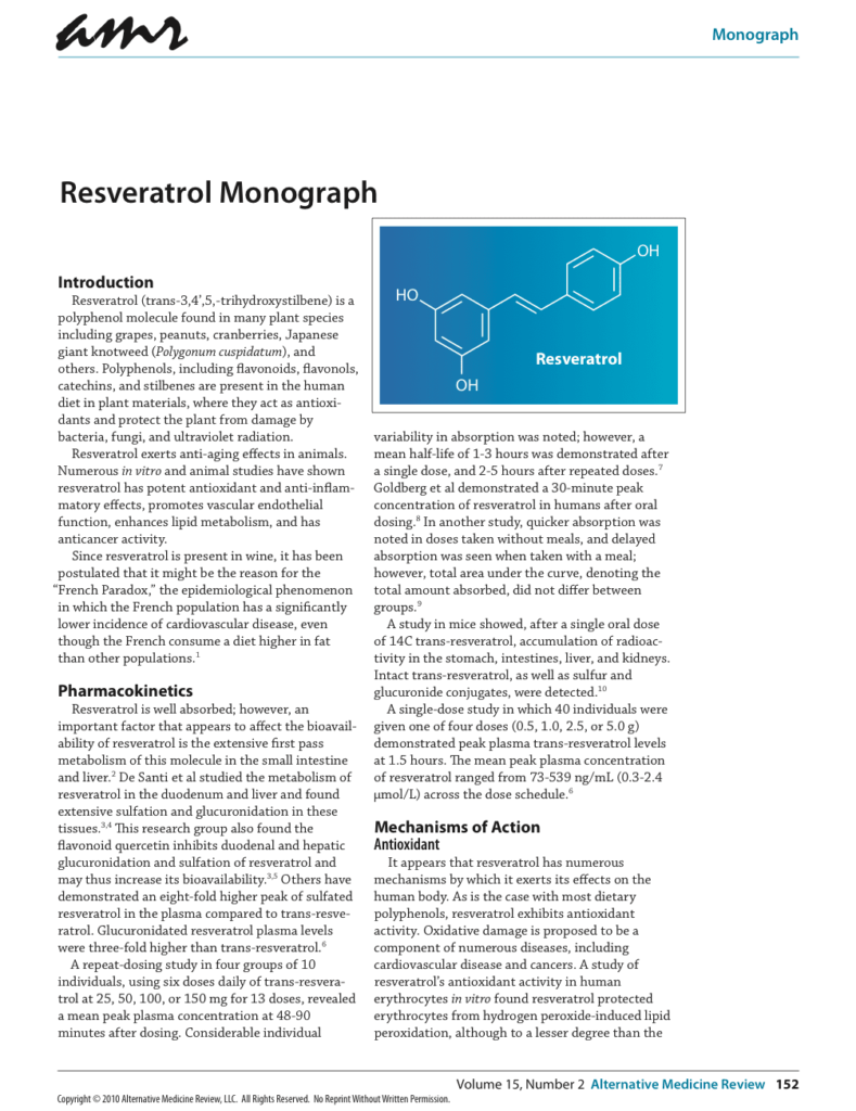 Resveratrol Monograph