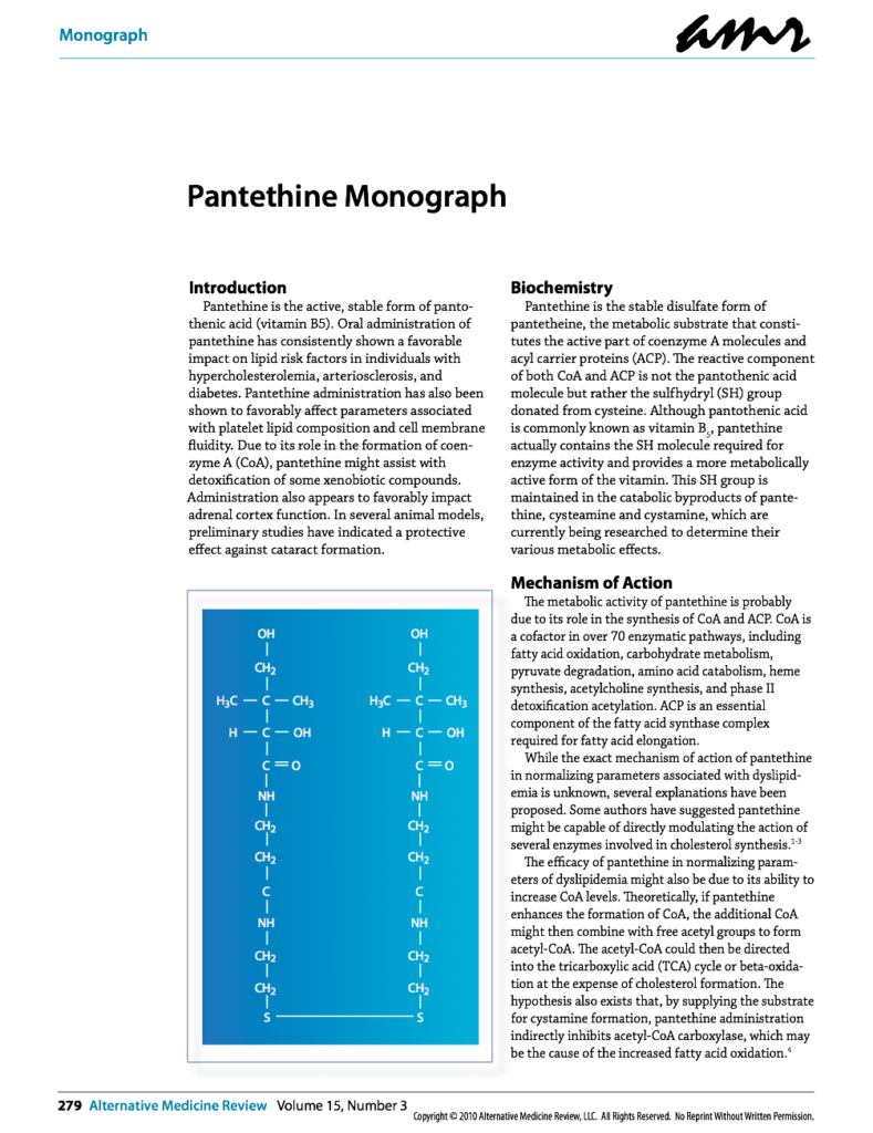 Pantethine Monograph