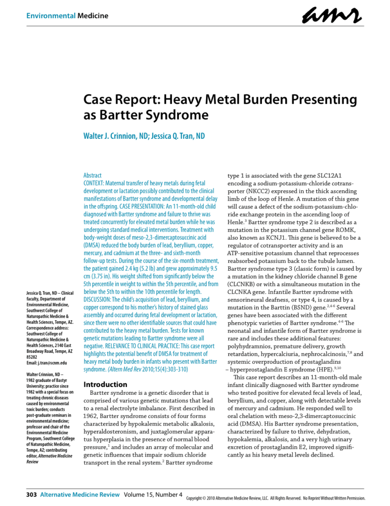 Case Report: Heavy Metal Burden Presenting as Bartter Syndrome