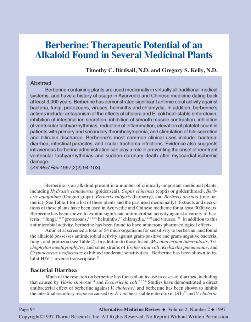 Berberine: Therapeutic Potential of an Alkaloid Found in Several Medicinal Plants