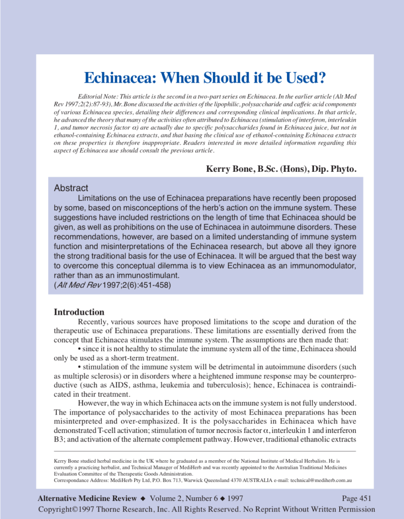 Echinacea: When Should it be Used?