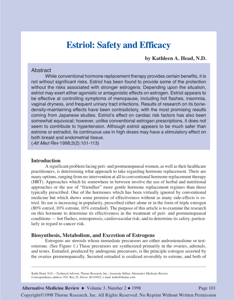 Estriol: Safety and Efficacy