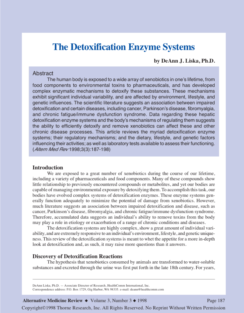 The Detoxification Enzyme Systems