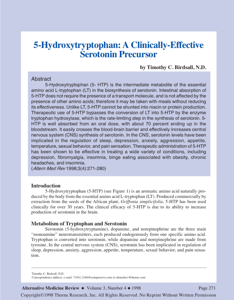 5-Hydroxytryptophan: A Clinically-Effective Serotonin Precursor