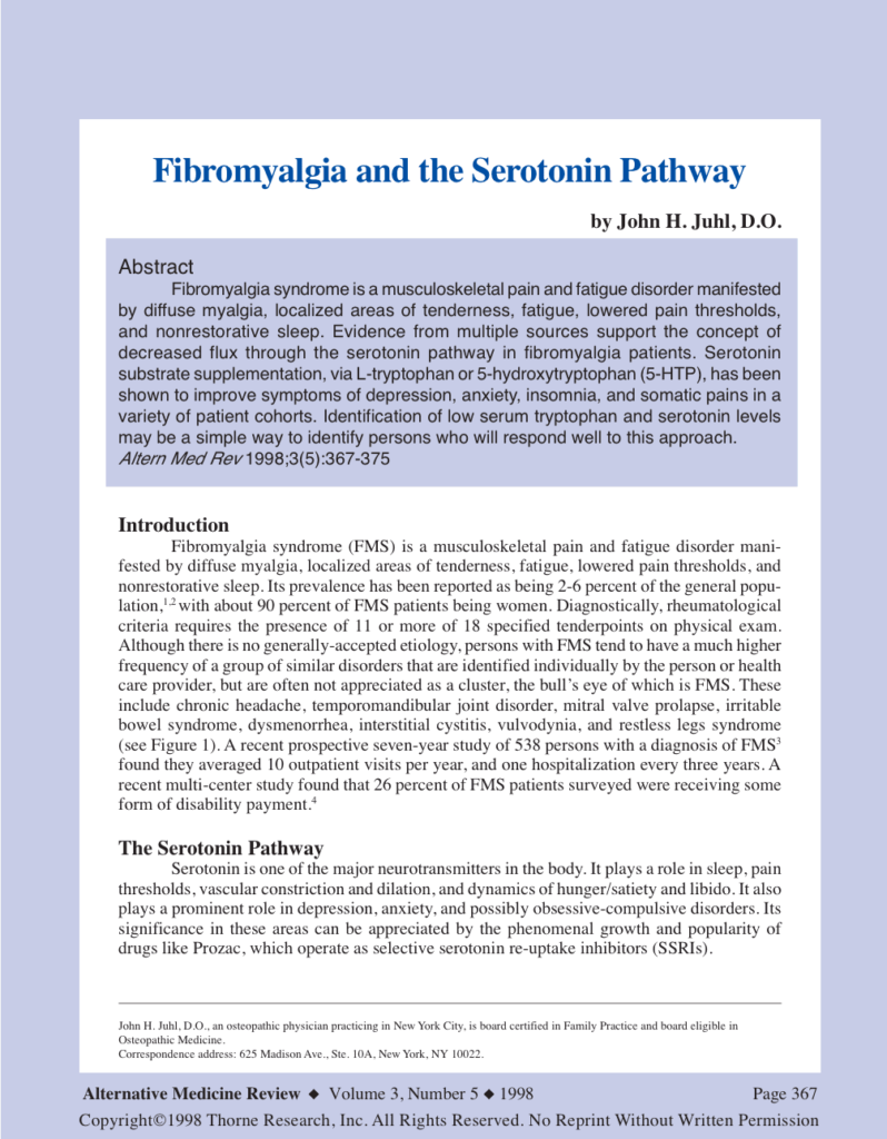 Fibromyalgia and the Serotonin Pathway