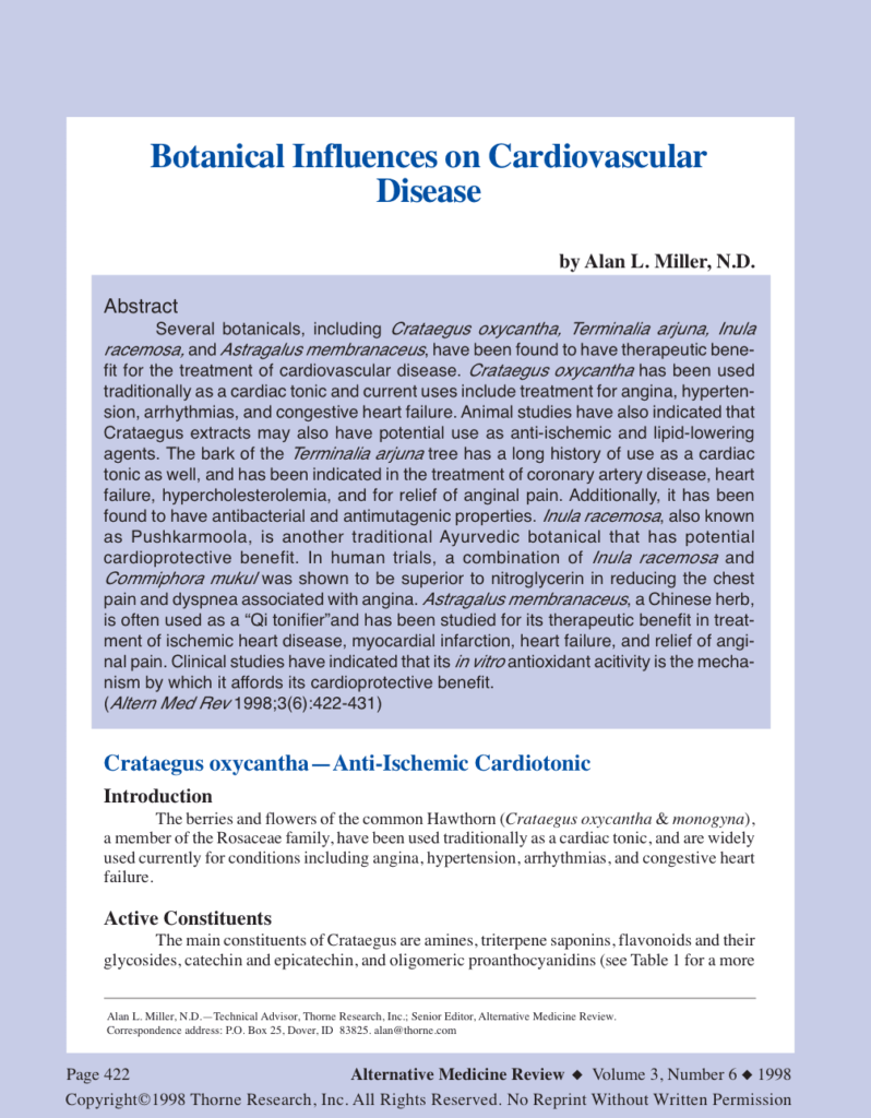 Botanical Influences on Cardiovascular Disease