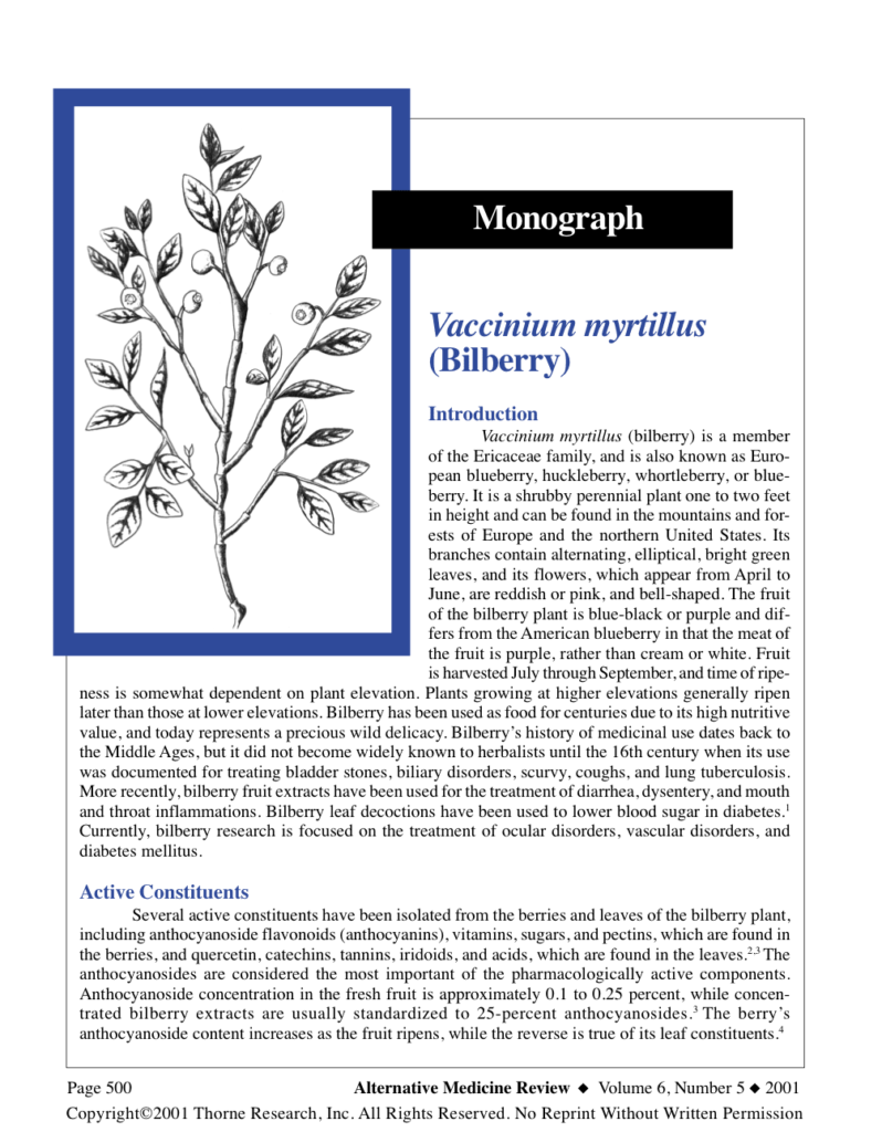 Vaccinium myrtillus (Bilberry)