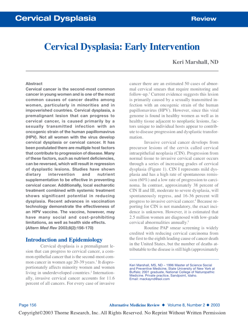 Cervical Dysplasia: Early Intervention